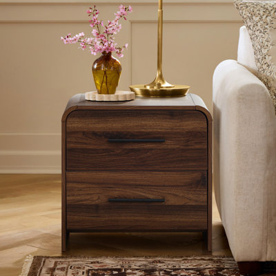 Wade Logan® Beah Mid Century Modern Walnut Nightstand with 2